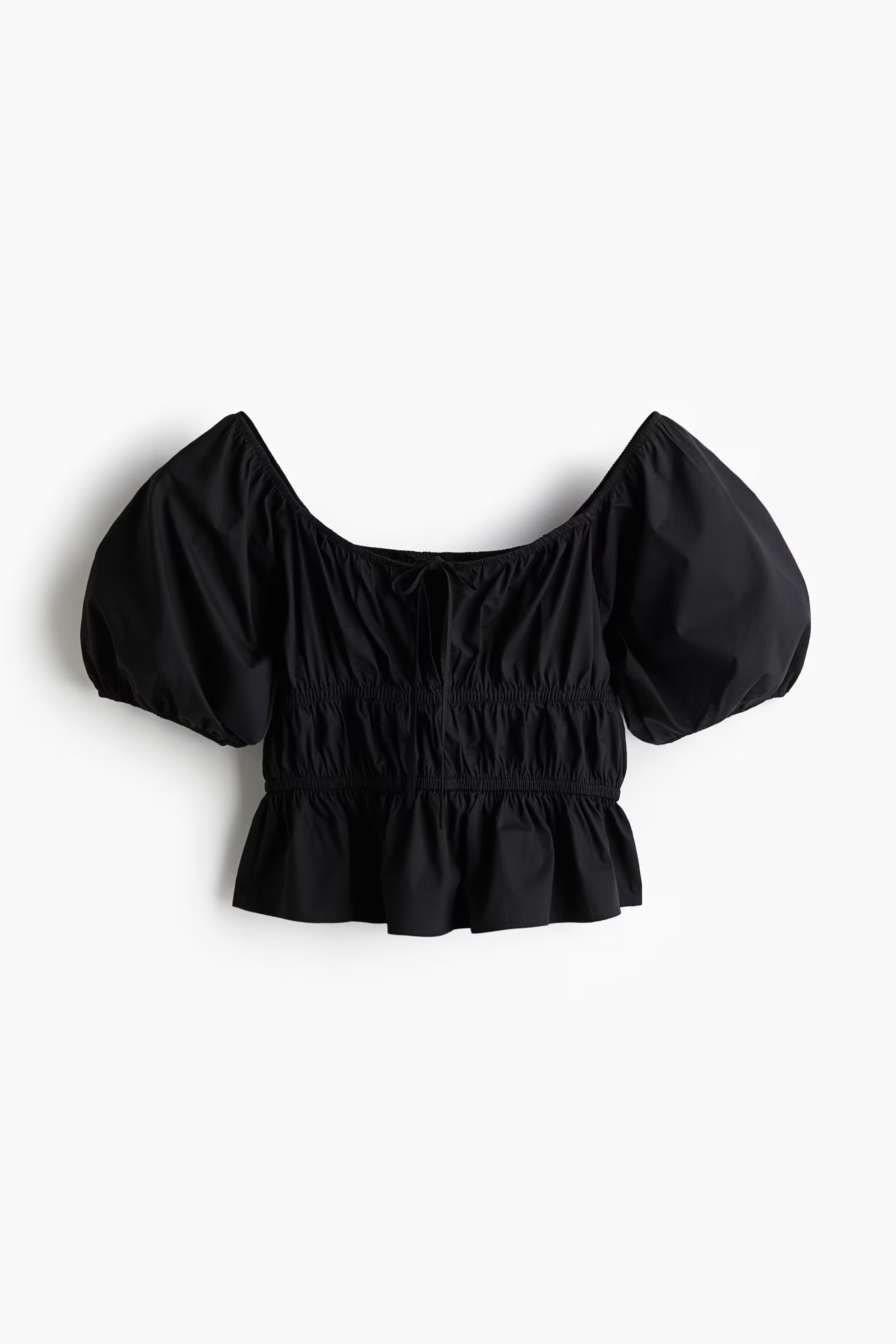 Puff-Sleeved Poplin Blouse | H&M (US + CA)