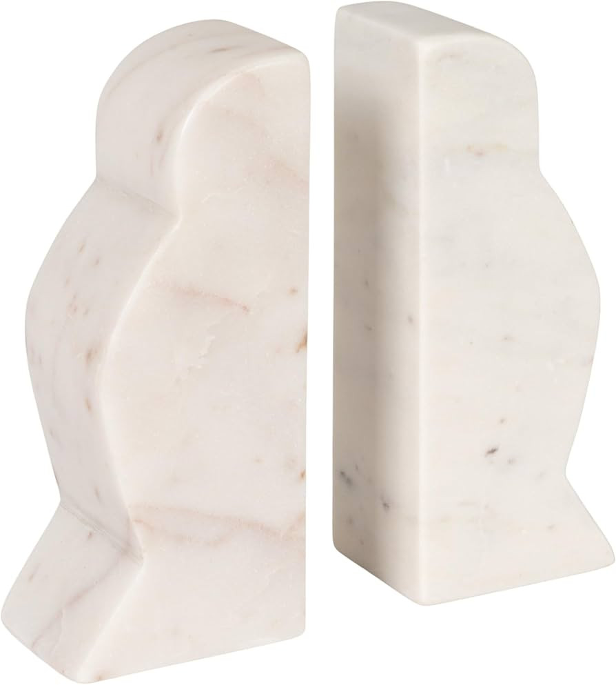 Creative Co-Op Decorative Marble Wave Bookends, Mottled White | Amazon (US)