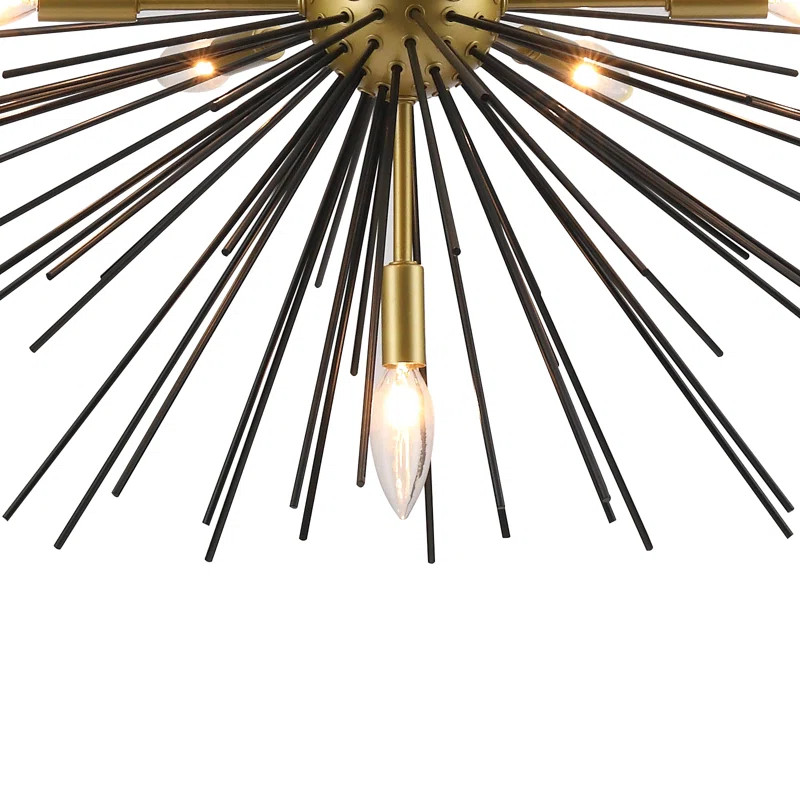 Everitt 7 - Light Dimmable Sputnik Sphere Modern Chandelier with Wrought Iron Accents for Living ... | Wayfair North America