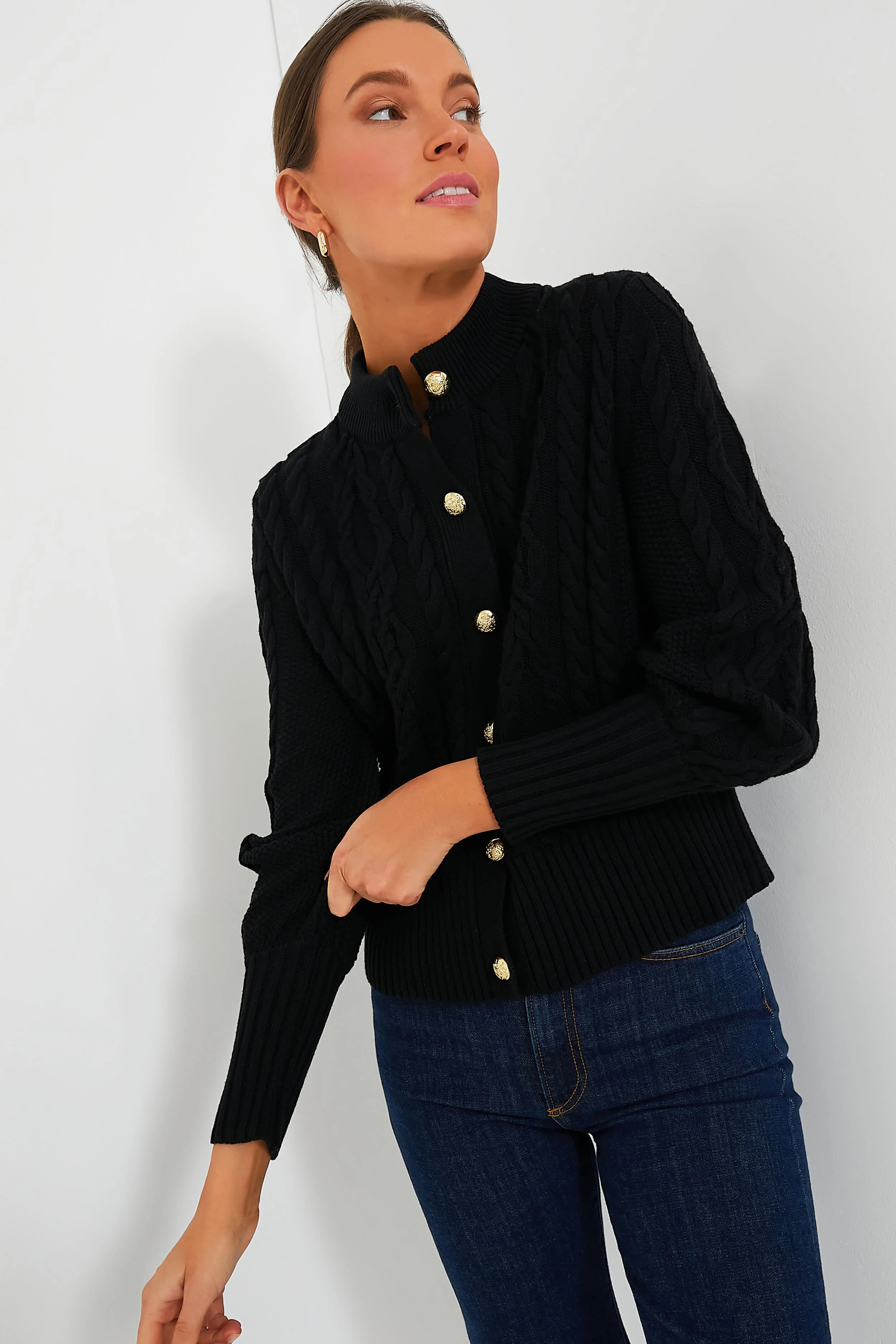 Black Cotton Colette Cardigan | Tuckernuck (US)