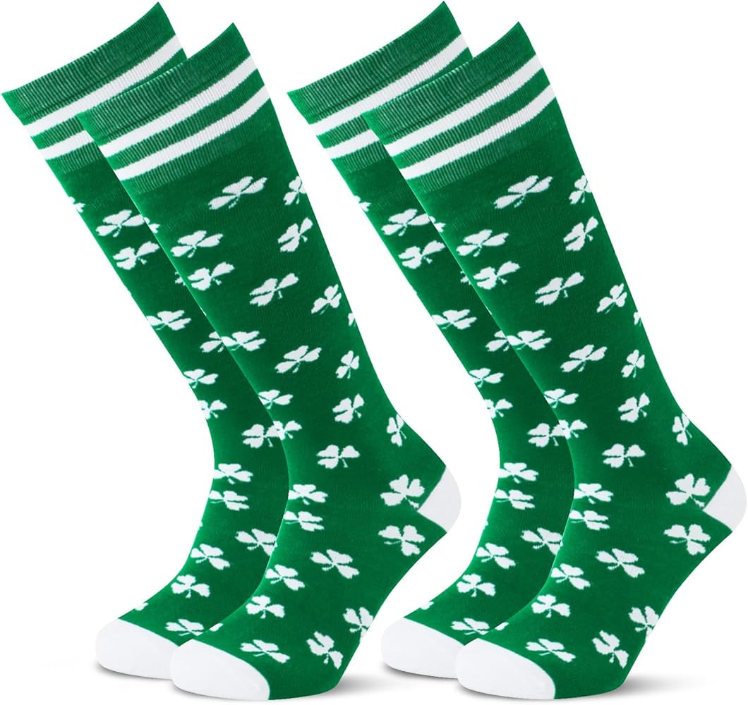 2 Pairs St. Patrick's Day Compression Socks for Women Men, Green White Irish Knee High Socks St P... | Amazon (US)