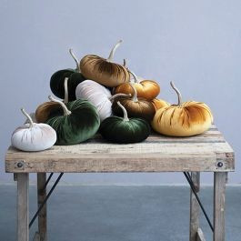 Decorative Green Velvet Pumpkin Set of 3 | Antique Farm House