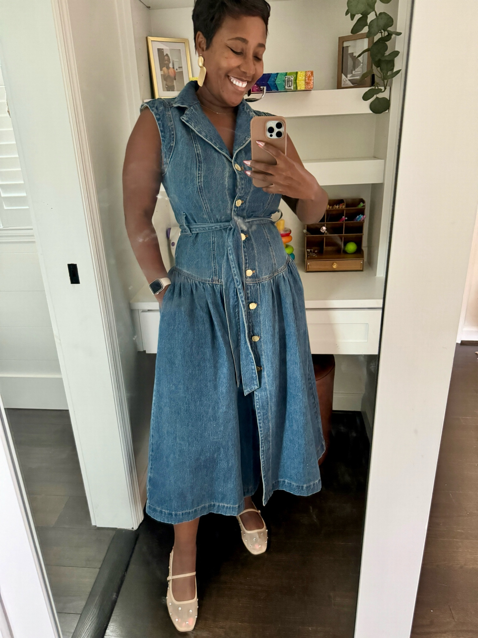 Denim maxi dress 

Travel outfit
Casual dress outfit
Embellished ballet flats

#LTKSeasonal #LTKOver40