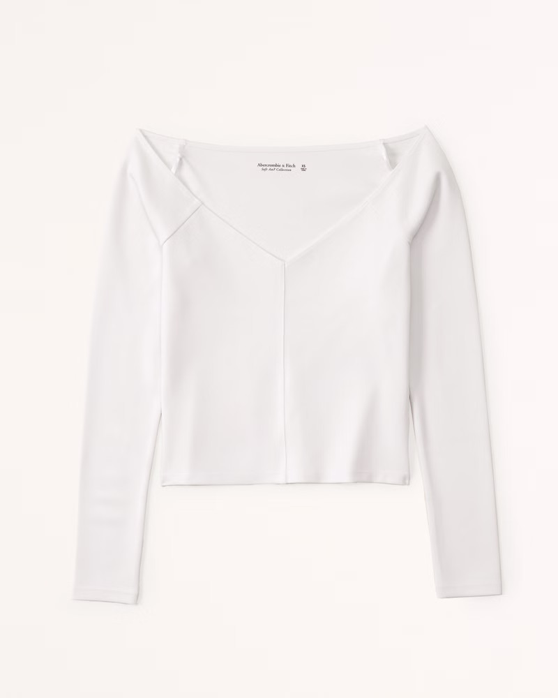 Long-Sleeve Off-The-Shoulder Ponte Top | Abercrombie & Fitch (US)