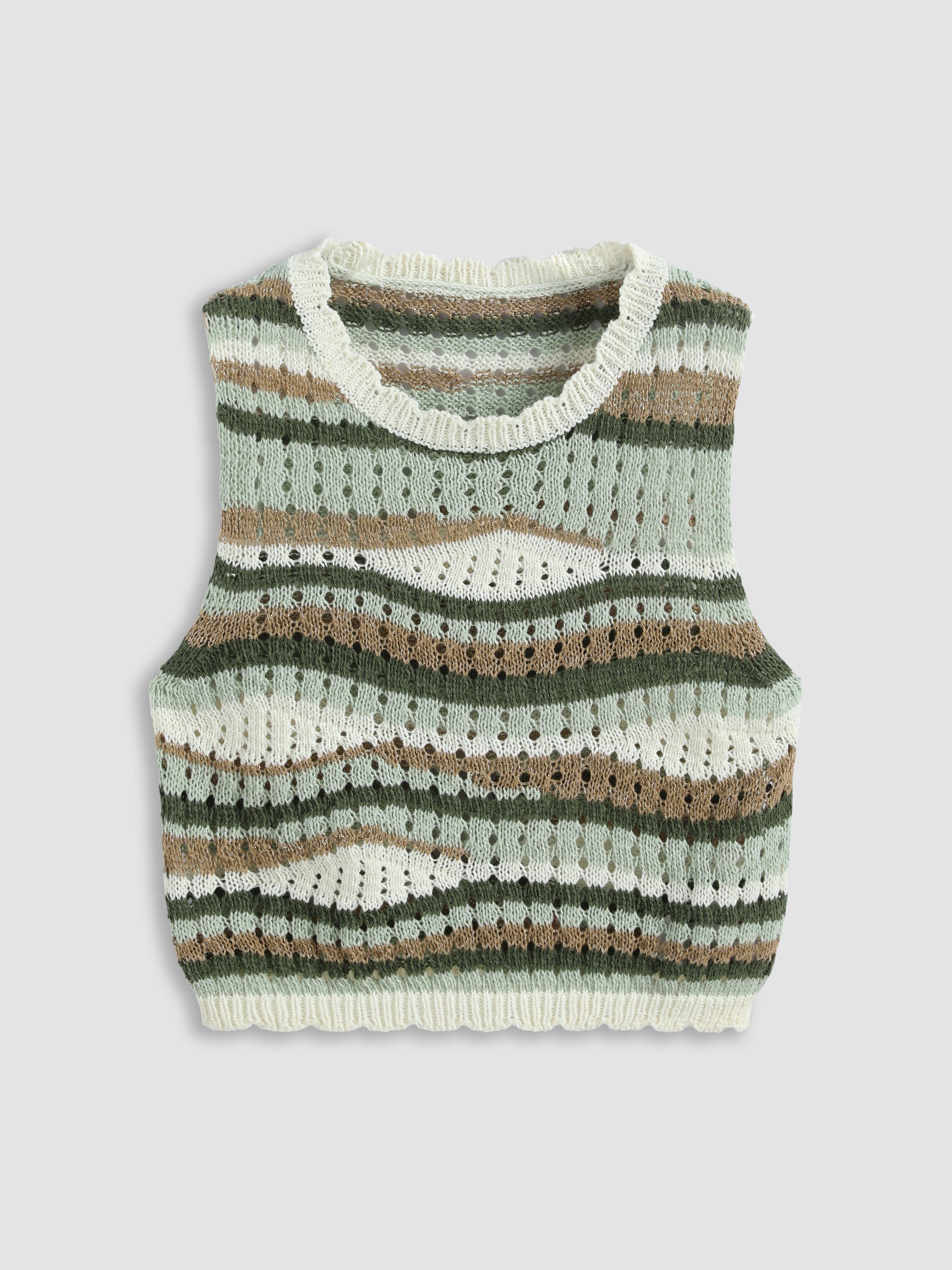 Stripe Knitted Crop Cami Top For Daily Casual Vacation | Cider