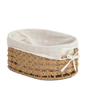 Small Paper Open Weave Oval Basket With Liner | TJ Maxx