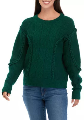 Crown & Ivy Women's Braided Cable Knit Sweater | Belk