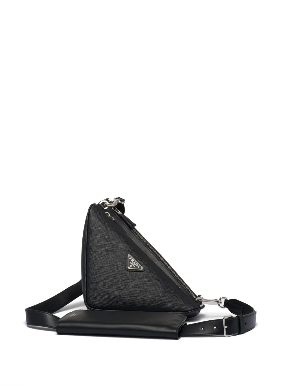 Prada Triangle Saffiano-leather shoulder bag - Black | Farfetch Global