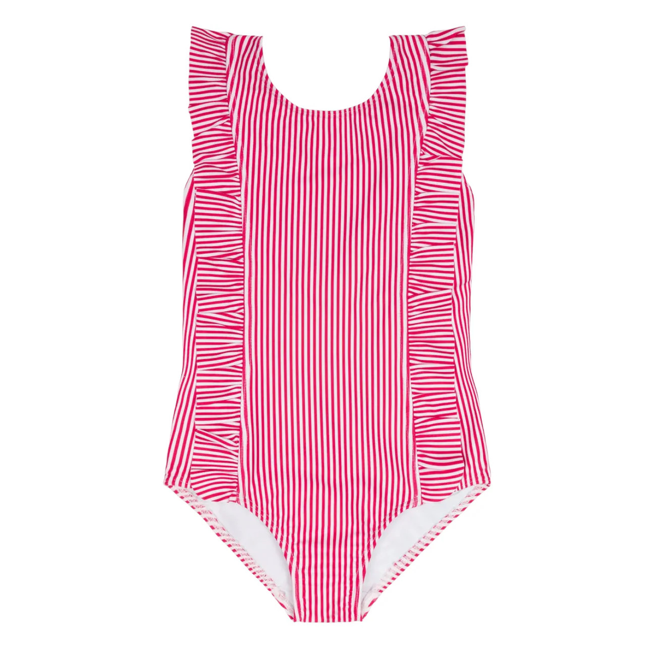 girls gondola stripe ruffle one piece | Minnow