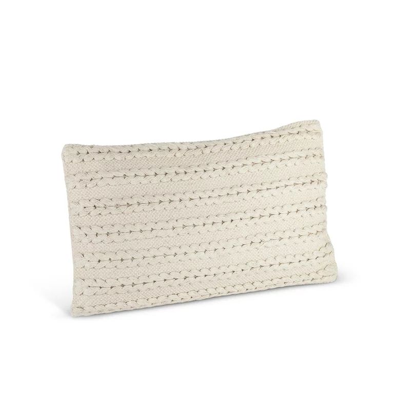 Gerson 20 in W Ivory Woven Cotton Lumbar Pillow with Polyester Filling | Walmart (US)