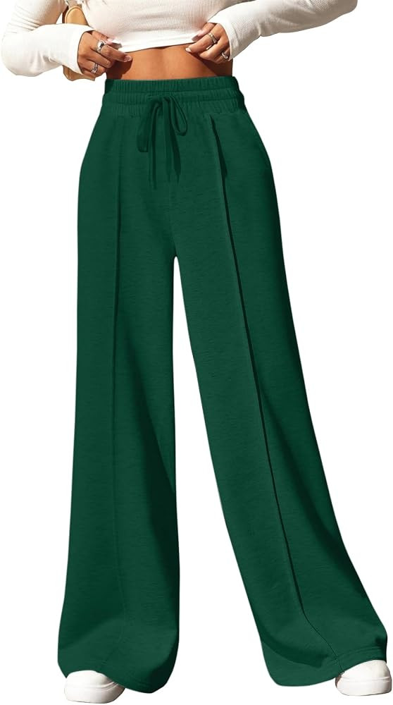 Yousify Wide Leg Sweatpants for Women Casual Elastic High Waisted Drawstring Long Pants with Pock... | Amazon (US)