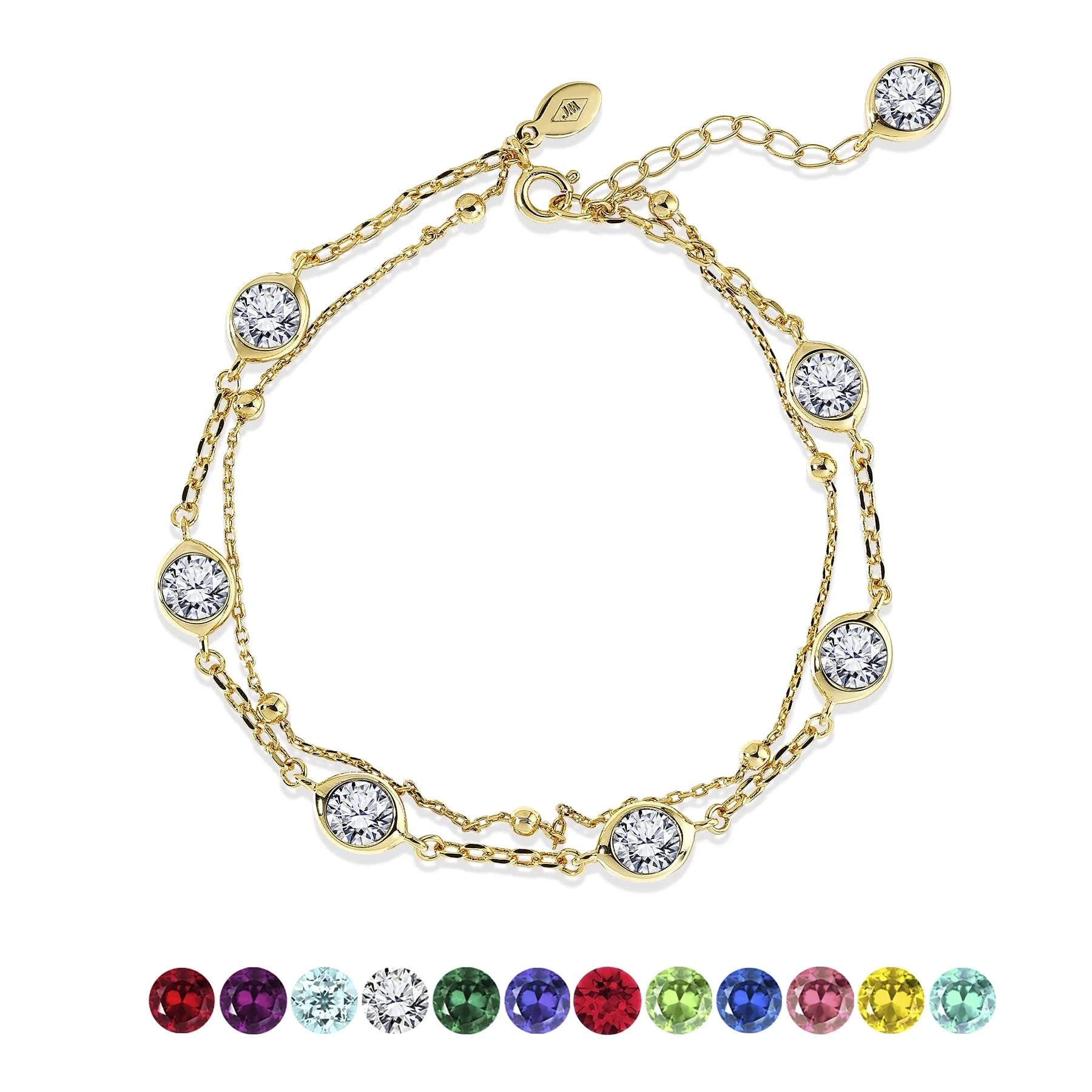 JeenMata 3.5 Carat April Birthstone Double Layer Bracelet - in Yellow Gold Plating for Women | Walmart (US)
