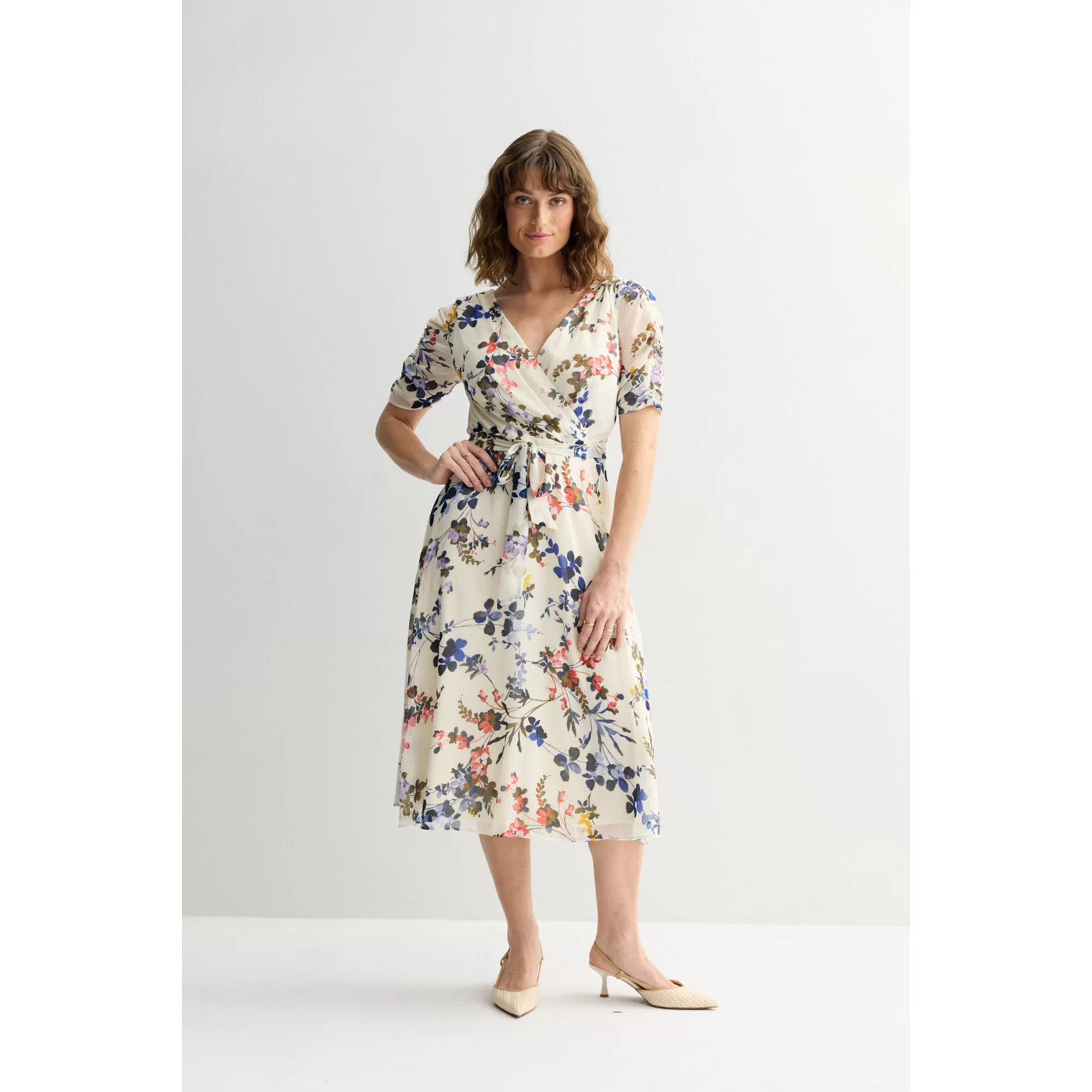 Women's Harper Rose Short Sleeve Surplice Belted Midi Dress | Kohl's