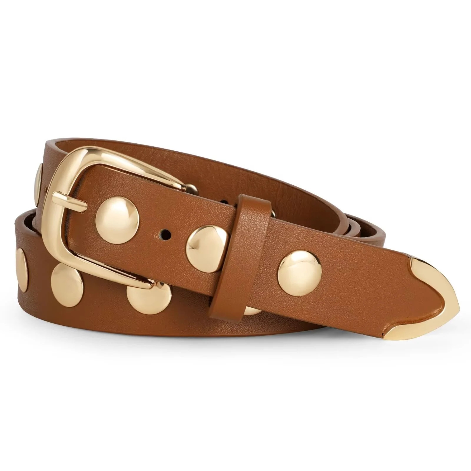WHIPPY Women's Leather Belt for Jeans Dresses Ladies Studded Brown Leather Belts | Walmart (US)