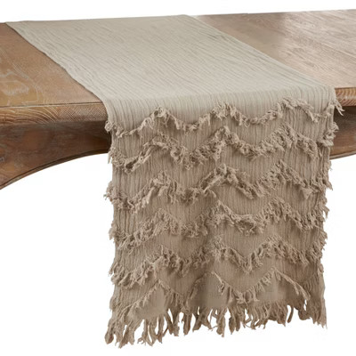 72" x 16" Cotton Fringed Chevron Table Runner - Saro Lifestyle | Target