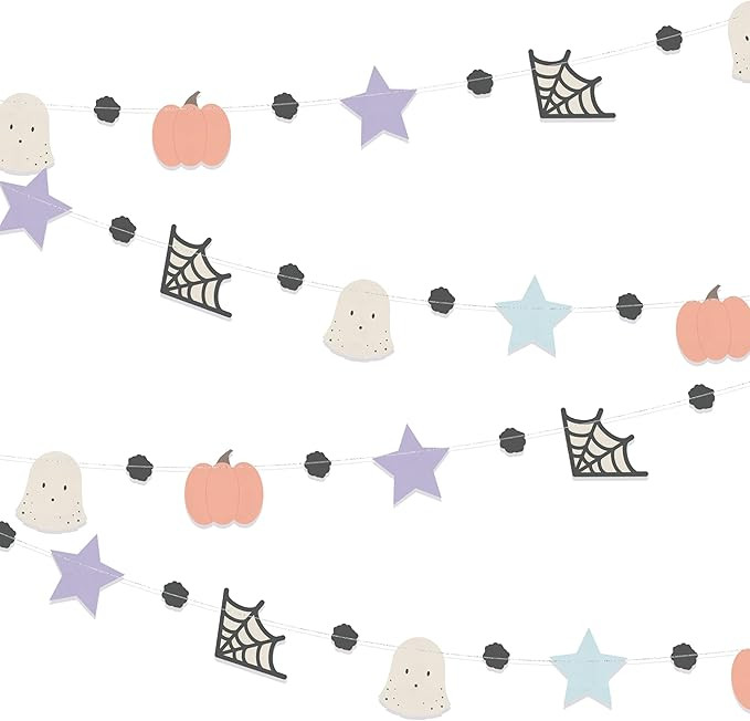 Cheerland Halloween Garlands Pastel Pumpkin Ghost Banners Photo Booth Backdrop for Birthday Hallo... | Amazon (US)