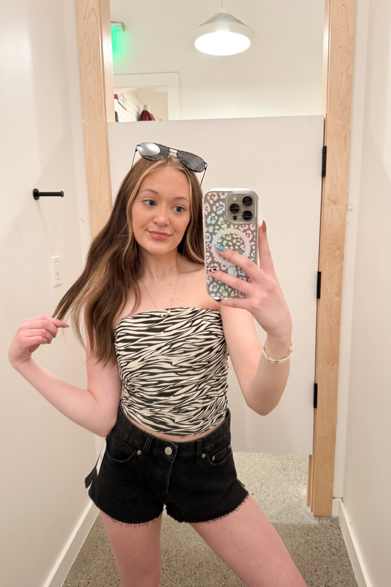 Warm weather ready in my favorite Pacsun denim shorts paired with a reversible zebra tube top 
#animalprint #denimshorts #mirrorselfie #tryon #tryonhaul #pacsun 

#LTKvlog #LTKgrwm #LTKootd