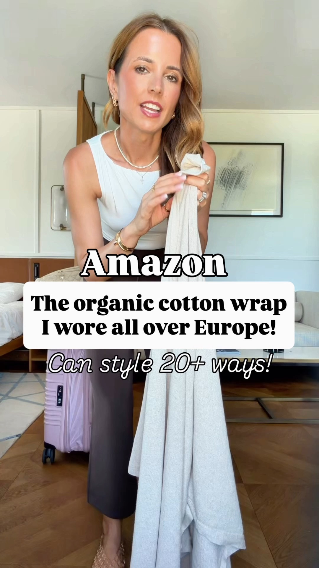 My Amazon travel outfit of the day! Europe travel outfit. Wrinkle-resistant modal-blend pants in XXS + new colors! XS in seamless bodysuit. I love this organic cotton wrap you can style 20+ ways! Jelly ballet flats are whole sizes only and run a smidge big - size down if you’re a half size. I’m a 6.5 and did a 6. Beis luggage set with matching covers. Quilted travel tote with a million pockets!

#LTKootd #LTKTravel #LTKgrwm