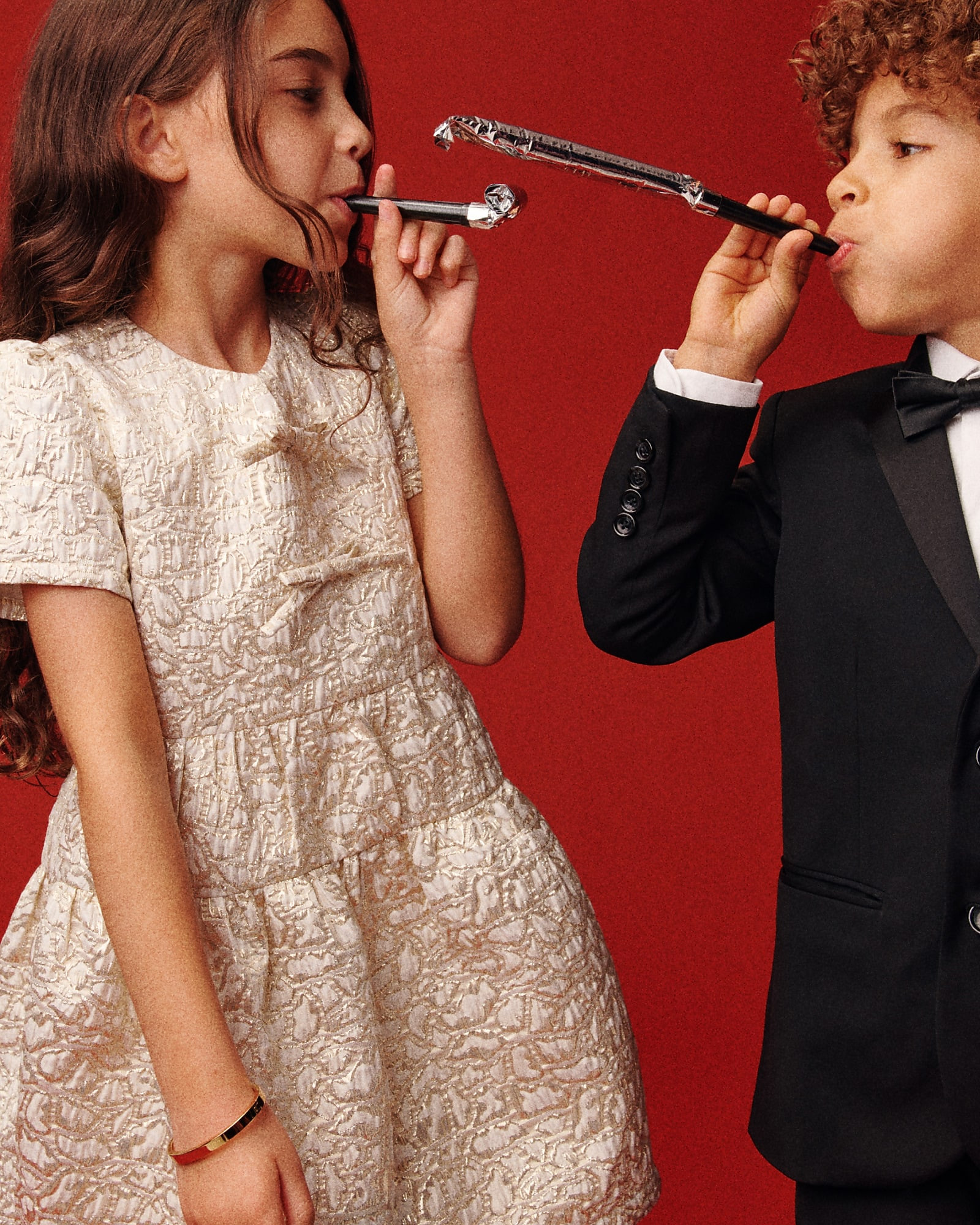 Crewcuts Collection puff-sleeve dress in metallic leopard jacquard | J. Crew US