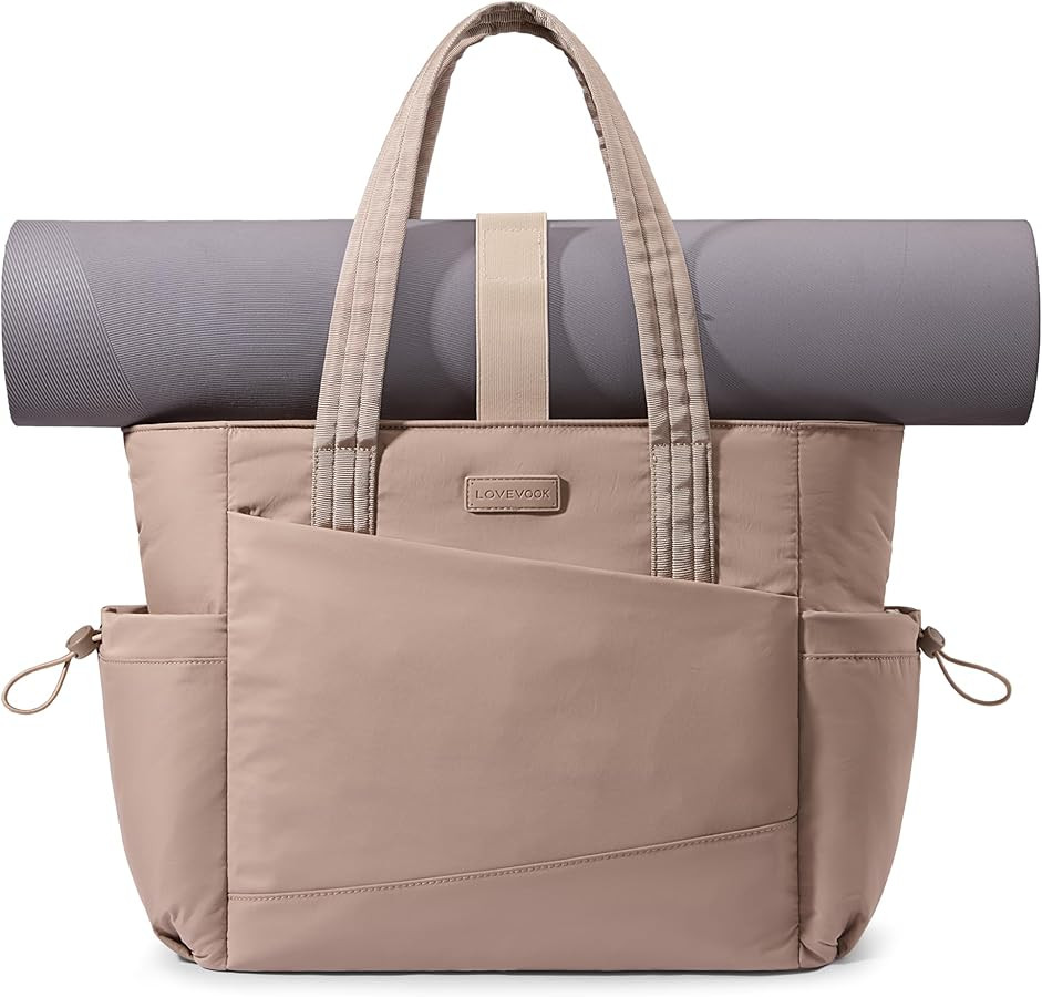 LOVEVOOK Gym Tote Bag for Women, Puffy Yoga Mat Bag with Large Cup Holder & Wet Pocket, Work Nurs... | Amazon (US)