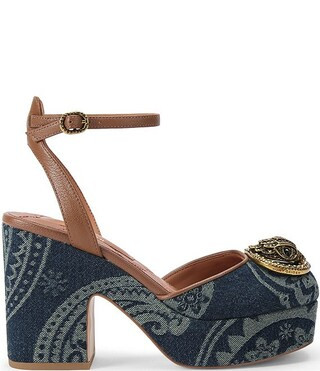 Chelsea Paisley Denim Ankle Strap Platform Pumps | Dillard's