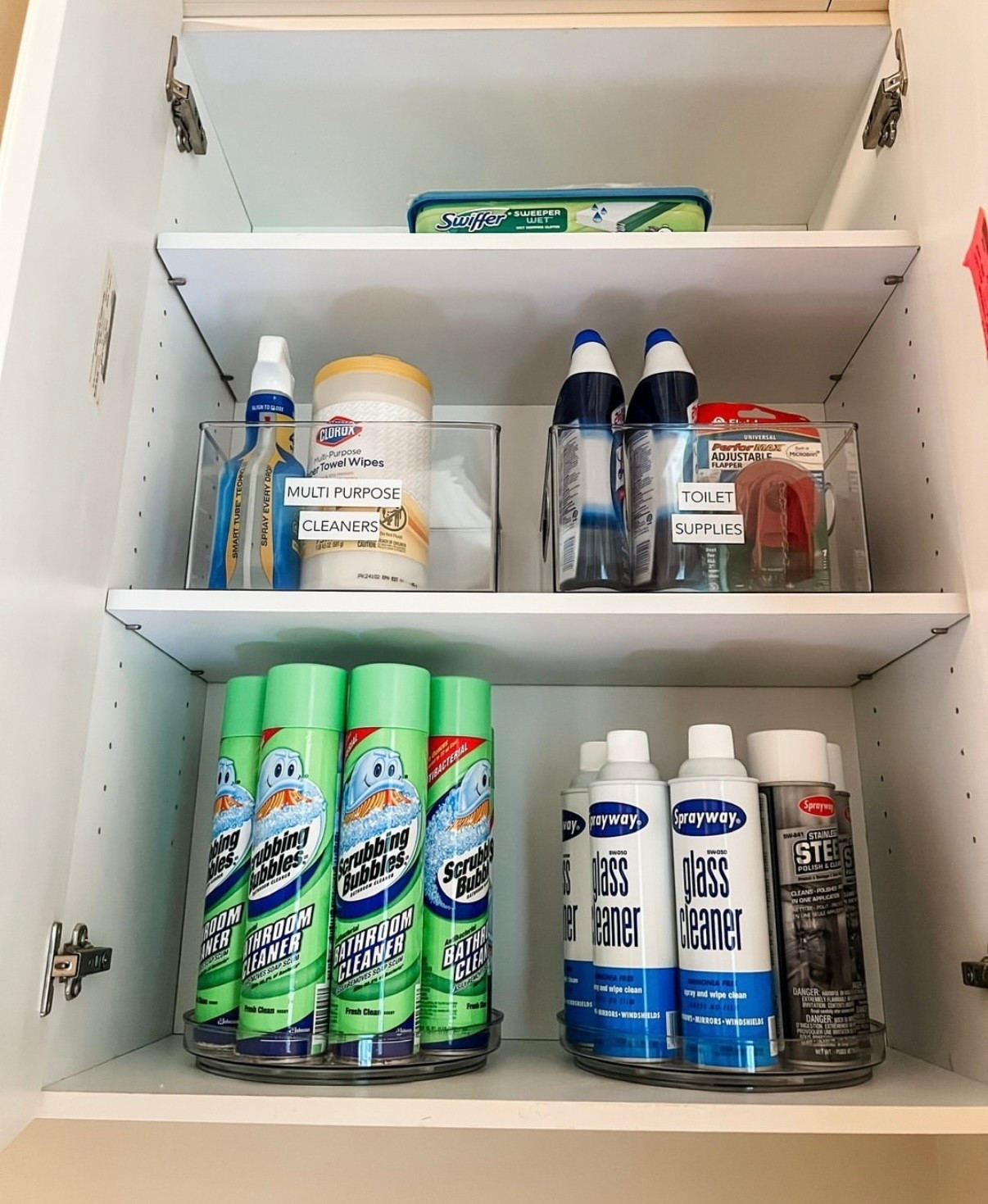 These clear organizers are perfect for laundry room cabinets ✨
