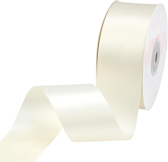 VATIN Double Face Antique White Satin Ribbon 1-1/2" Continuous 25 Yards,Antique White Polyester F... | Amazon (US)
