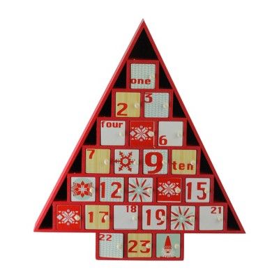 Northlight 14.5" Red and White Christmas Tree Advent Calendar Decor | Target