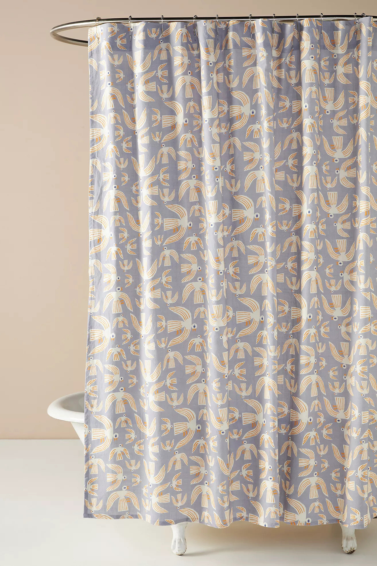Marcello Velho Birds In Flight Organic Cotton Shower Curtain | Anthropologie (US)