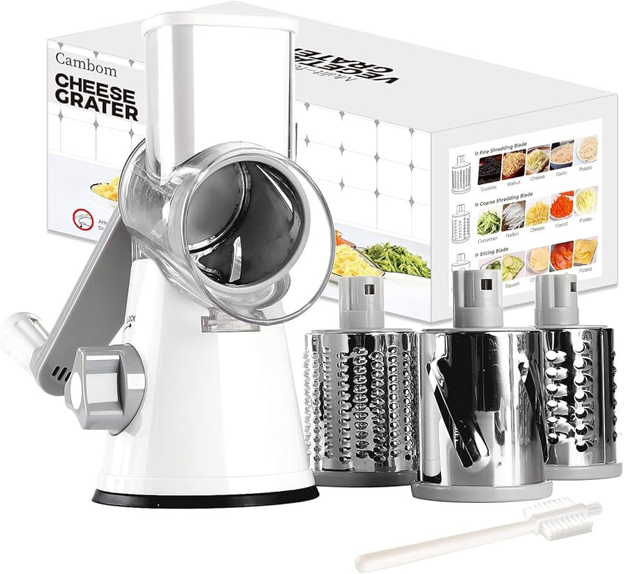 Rotary Cheese Grater Cheese Shredder - Cambom Round Mandoline Slicer Vegetable Slicer Walnuts Gri... | Amazon (US)