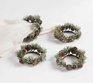 Faux Frosted Pinecone Napkin Rings - Set of 4 | Pottery Barn (US)