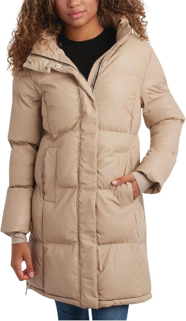 Steve Madden Women's Long Puffer Jacket - Quilted Faux Leather Weather-Resistant Insulated Winter... | Amazon (US)