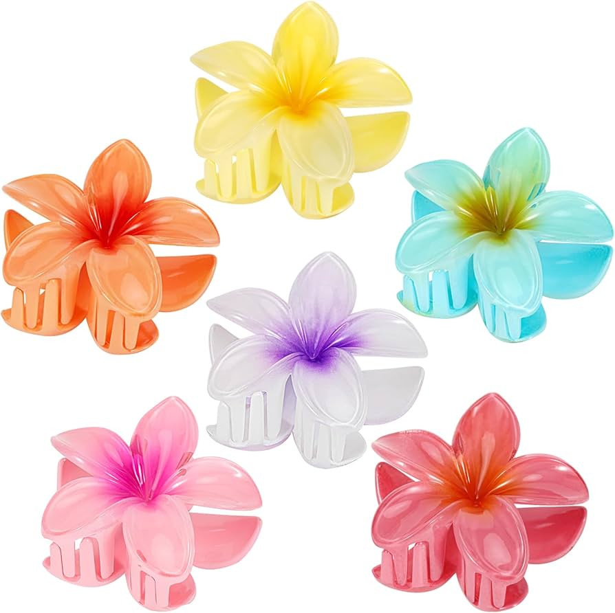 ANEESAA Hawaiian Flower Hair Claw Clips, Large for Thin/Thick Hair, Preppy Style, Hawaii Hair Acc... | Amazon (US)