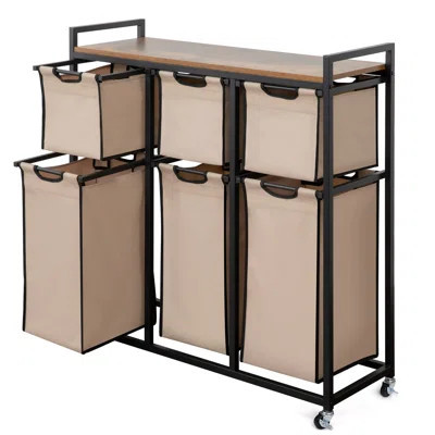 Laundry Basket Organizer, Hampers For Laundry 6 Compartments, Laundry Hamper With 6 Sliding Laundry Sorter Bags, Top Storage Shelf, And Metal Frame (6 | Wayfair North America