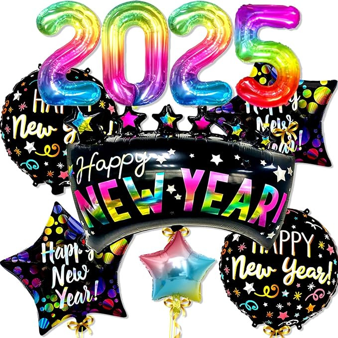 New Years Balloons, Happy New Year Balloons, Colorful New Years Eve Party Supplies 2025 Happy New... | Amazon (US)