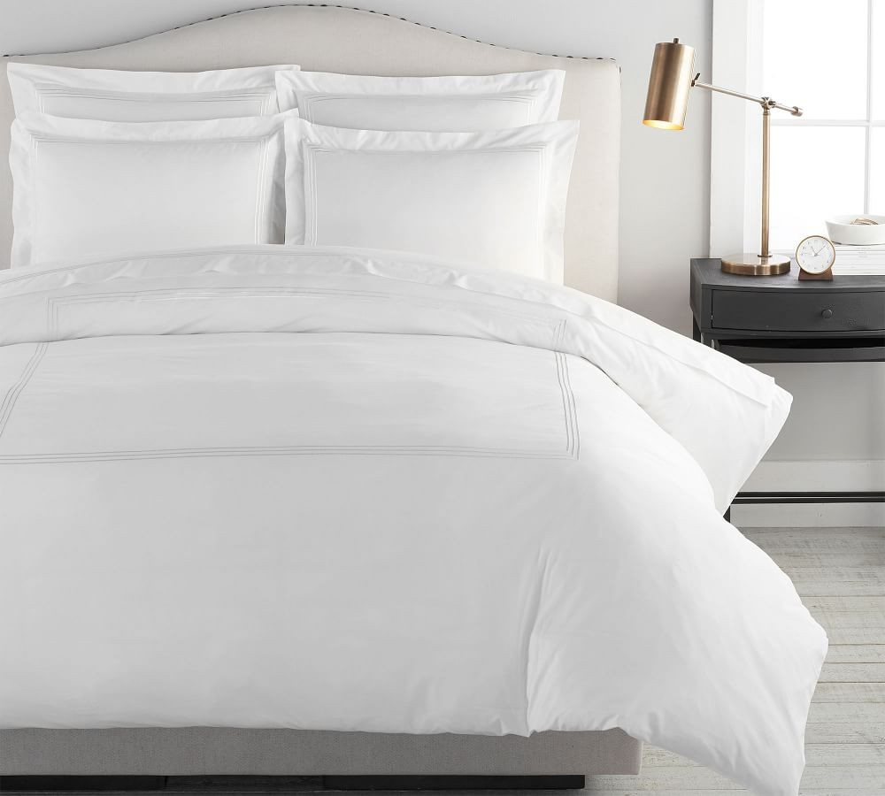 Gray Mist Grand Organic Percale Duvet Cover, Full/Queen | Pottery Barn (US)