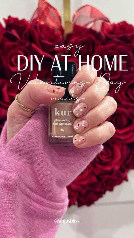 Easy DIY at home Valentine’s Day mani:
Base: 2 coats of the Bare illuminating concealer
Dots: Dutchess, Lemonade Pop, and Dragon Fruit.

This is my favorite clean beauty brand. Non toxic, nourishing nail care🫶 

#LTKVideo #LTKbeauty #LTKfindsunder50