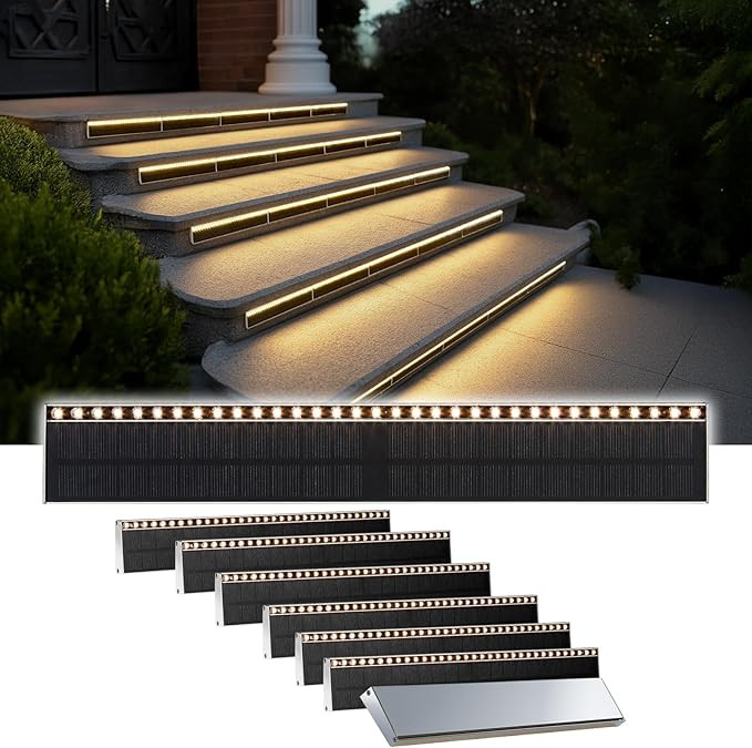 Solar Step Lights for Outside, 33 Focused-Beam High-Brightness LEDs, Waterproof Aluminum Outdoor ... | Amazon (US)
