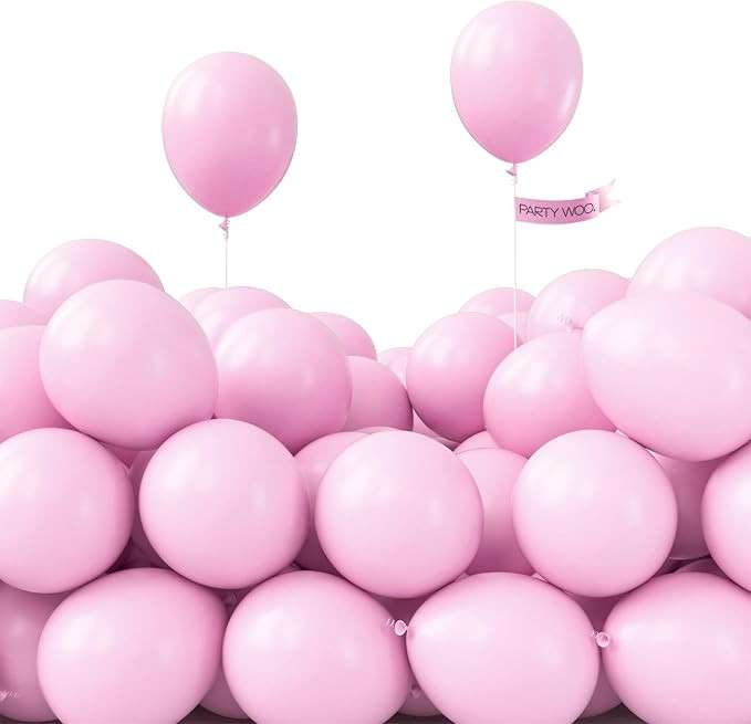 PartyWoo Baby Pink Balloons 50pcs 5 Inch Pastel Pale Light Pink Latex Helium Balloons for Baby Sh... | Amazon (US)