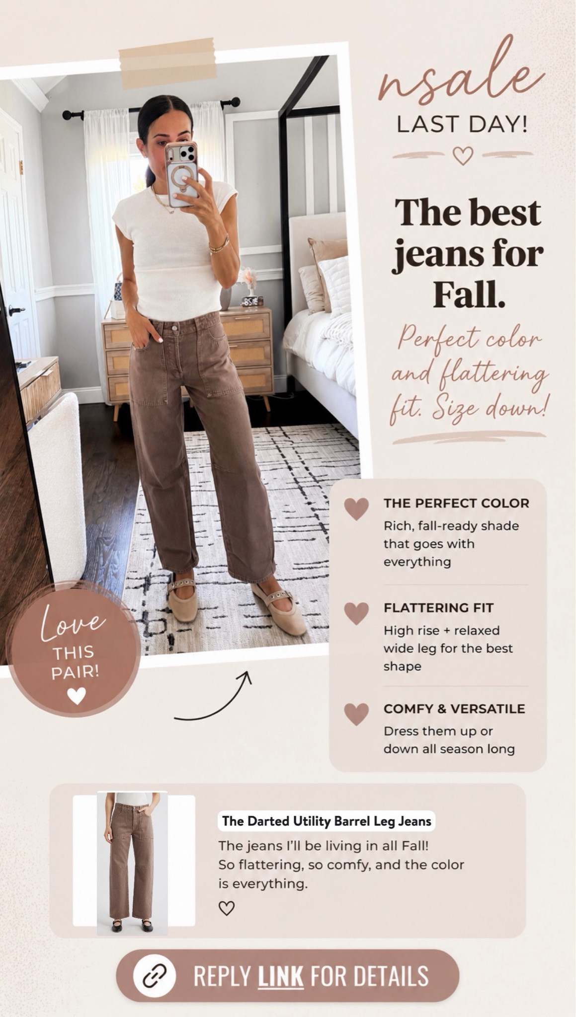 Obsessed with these jeans for fall. Size down

#LTKSaleAlert #LTKOver40 #LTKSeasonal