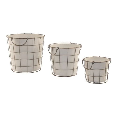 Vip International Metal Buckets, Set Of Three Mt2701 | Bellacor | Bellacor