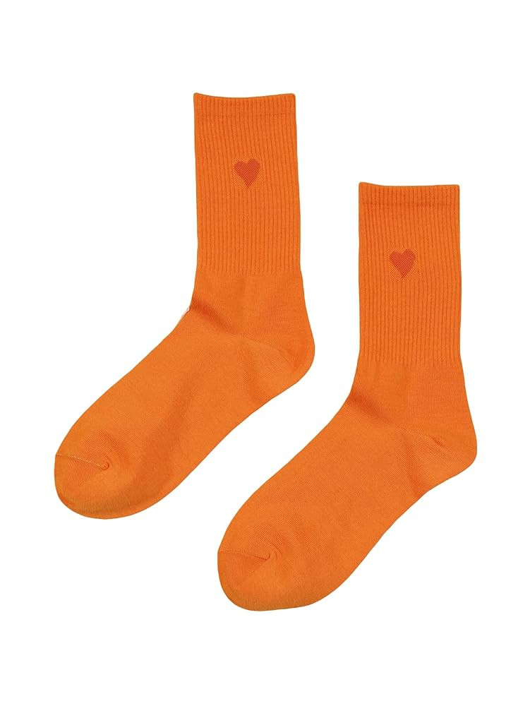 SHENHE Women's Heart Print Mid Calf Crew Socks Ribbed Knit Dress Boot Socks | Amazon (US)
