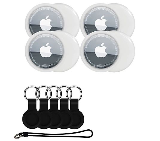 Apple AirTags 4-pack with Luggage Strap and Colored Keychains - QVC.com | QVC