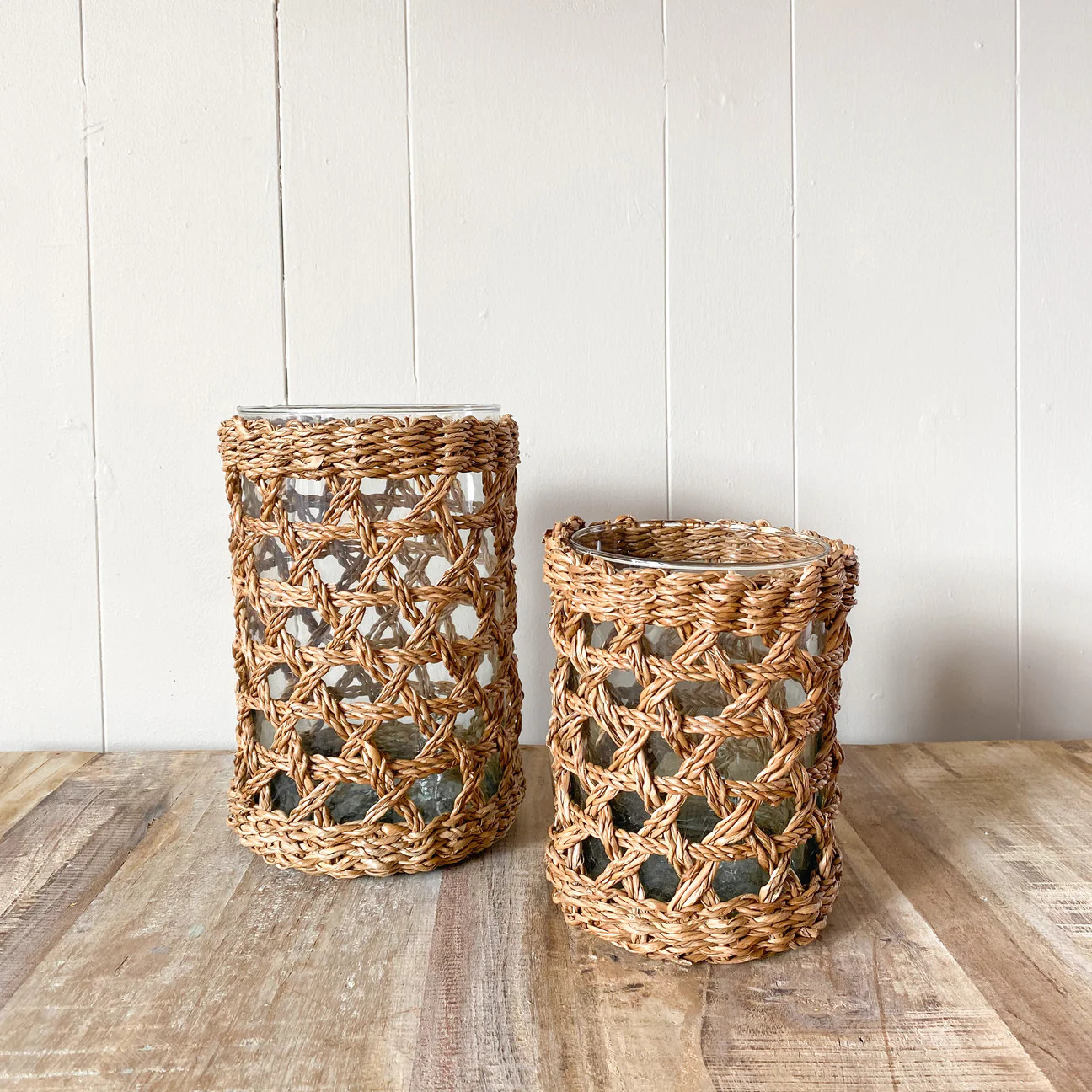 Seagrass Wrapped Lantern 2 Sizes | Purple Rose Home