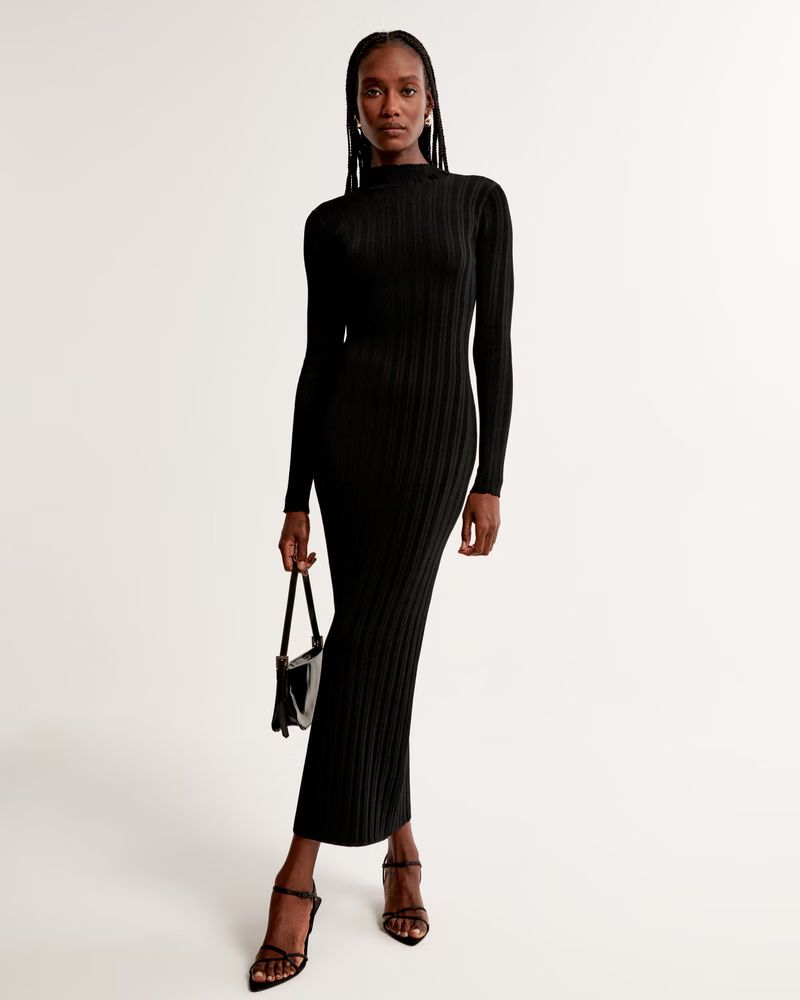 Long-Sleeve Glossy Maxi Sweater Dress | Abercrombie & Fitch (UK)