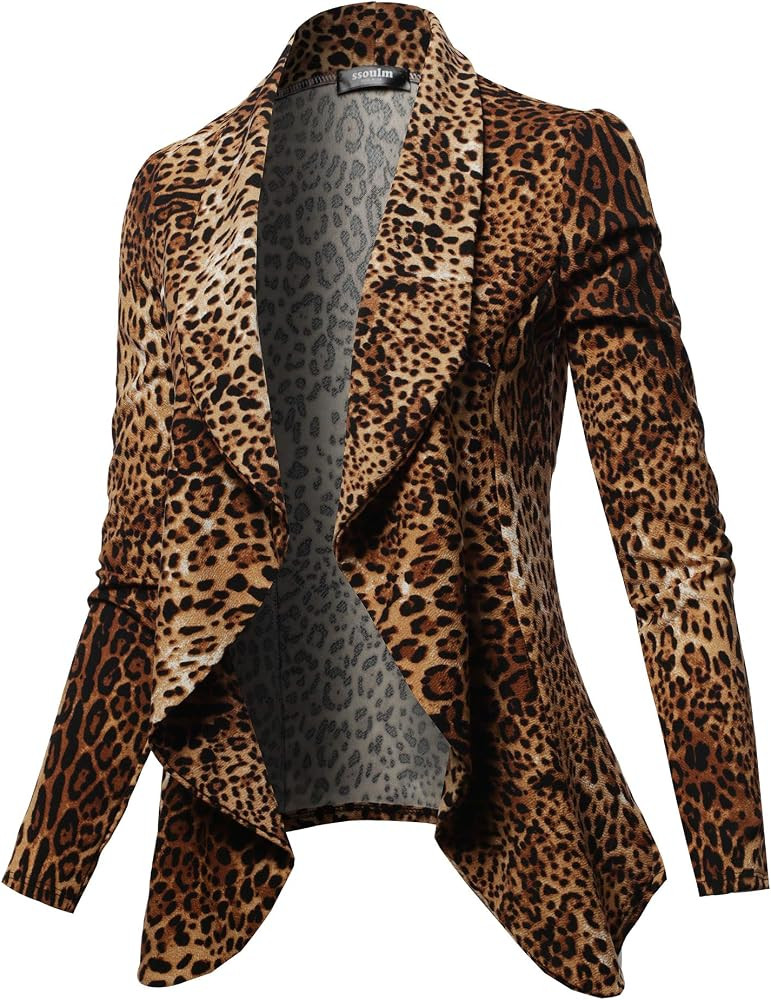 SSOULM Women's Long Sleeve Classic Draped Open Front Lightweight Blazer with Plus Size | Amazon (US)