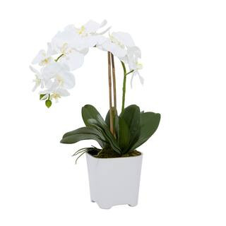 Litton Lane White Contemporary Floral and botanical Artificial Flower, 7 in. x 7 in. x 18 in. | The Home Depot