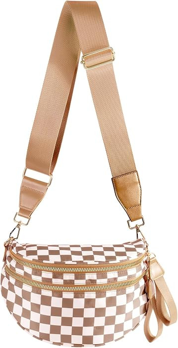 Checkered Crossbody Bag Bum Bag for Women,Spacious Fanny Packs Belt Bag | Amazon (US)