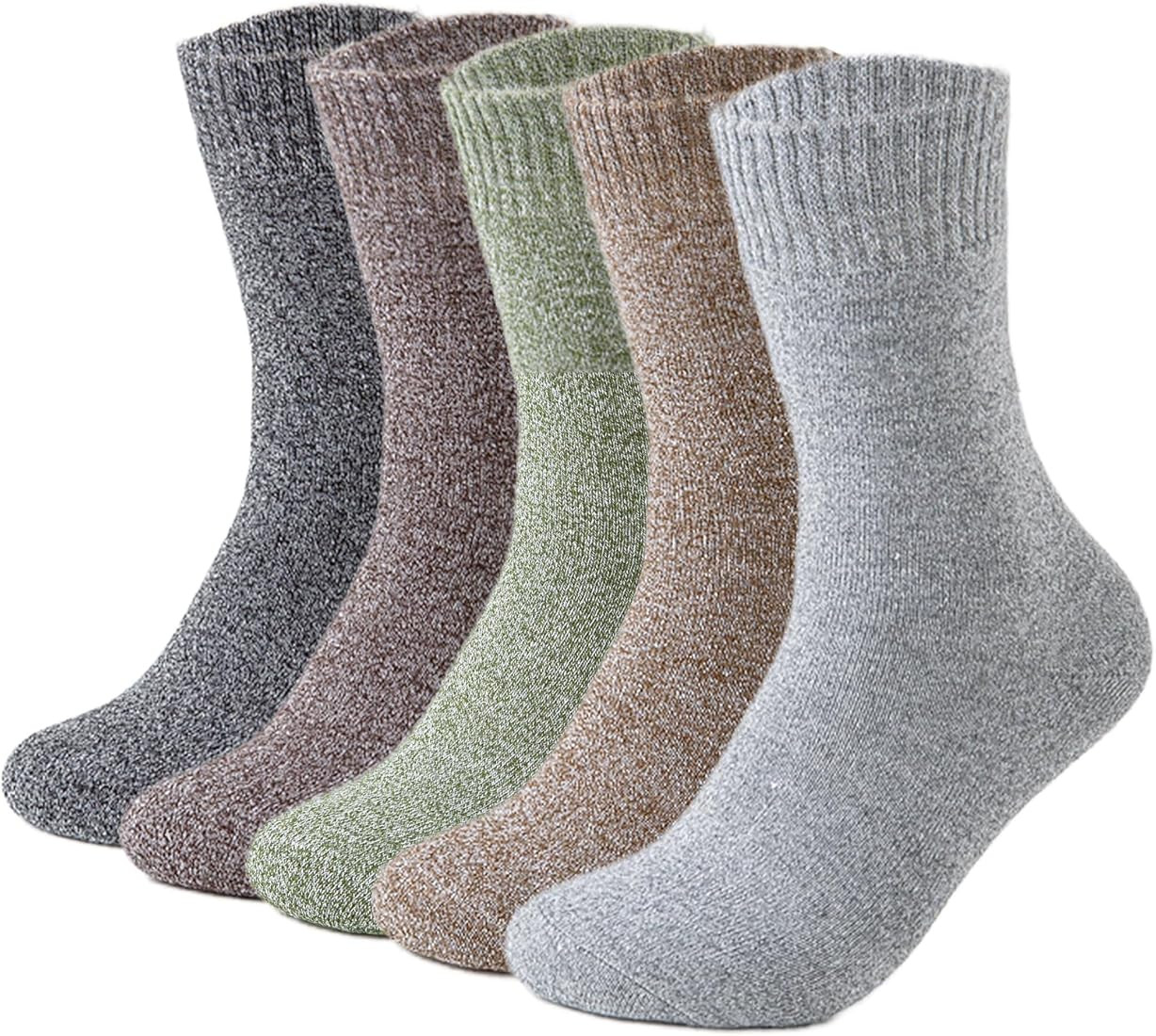 Josnown Wool Socks for Women, 5 Pairs Warm Winter Thermal Thick Socks Cozy Hiking Boot Socks | Amazon (US)
