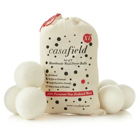 Wool Dryer Balls by Casafield Set of 6, Extra Large Organic Handmade 100% New Zealand Wool, Natur... | Walmart (US)